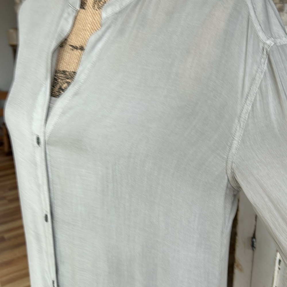 James Perse mandarin collar taupe gray brown long sleeve shirt dress 100% viscos - Picture 4 of 16